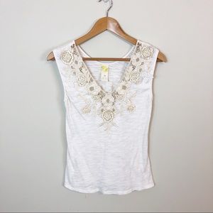 Anthro C Keer Through the Clouds Embroidered Tank